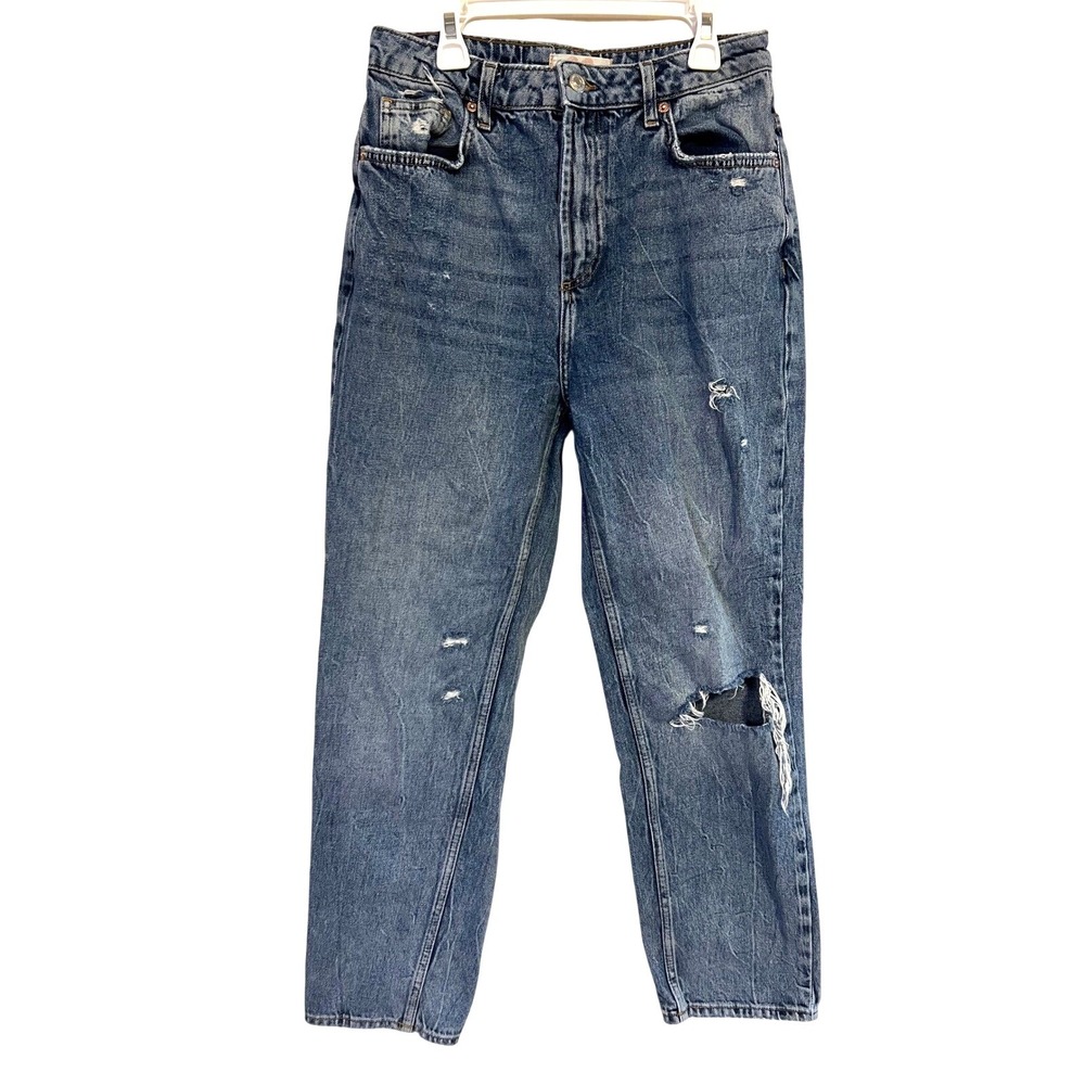 We The Free Free People Distressed Straight Leg Jeans Blue 28 indie boho casual